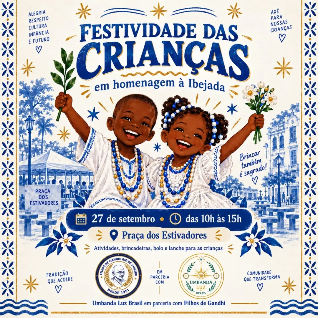 Filhos de Gandhi Rio e o Centro de Umbanda Luz Brasil promovem festa de São Cosme e Damião no Centro do Rio